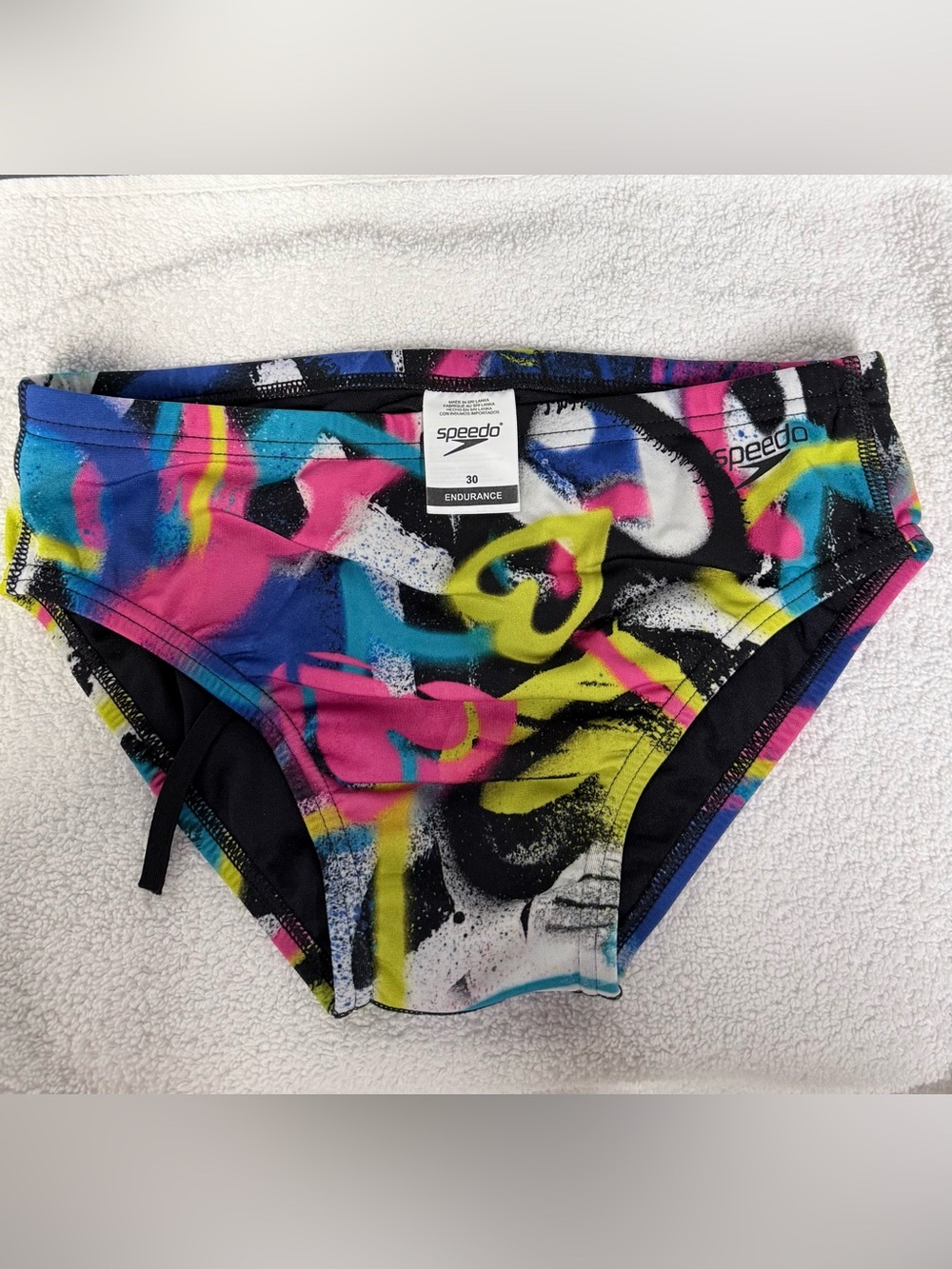 Speedo Neon Multicolor Graffiti Print Swim Briefs